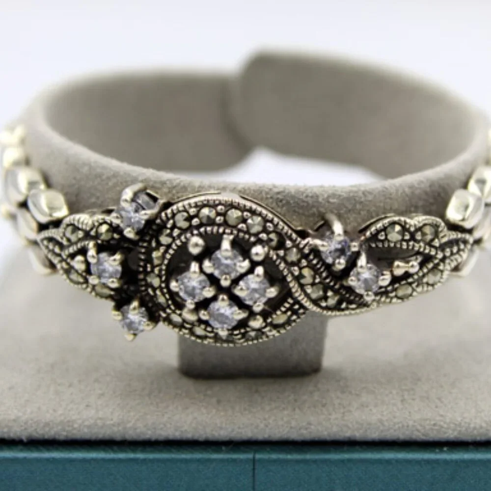 925 Marcasite Rhinestone Bracelet - Picture 2 of 8